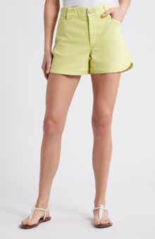Skyrise Dolphin Hem Denim Shorts