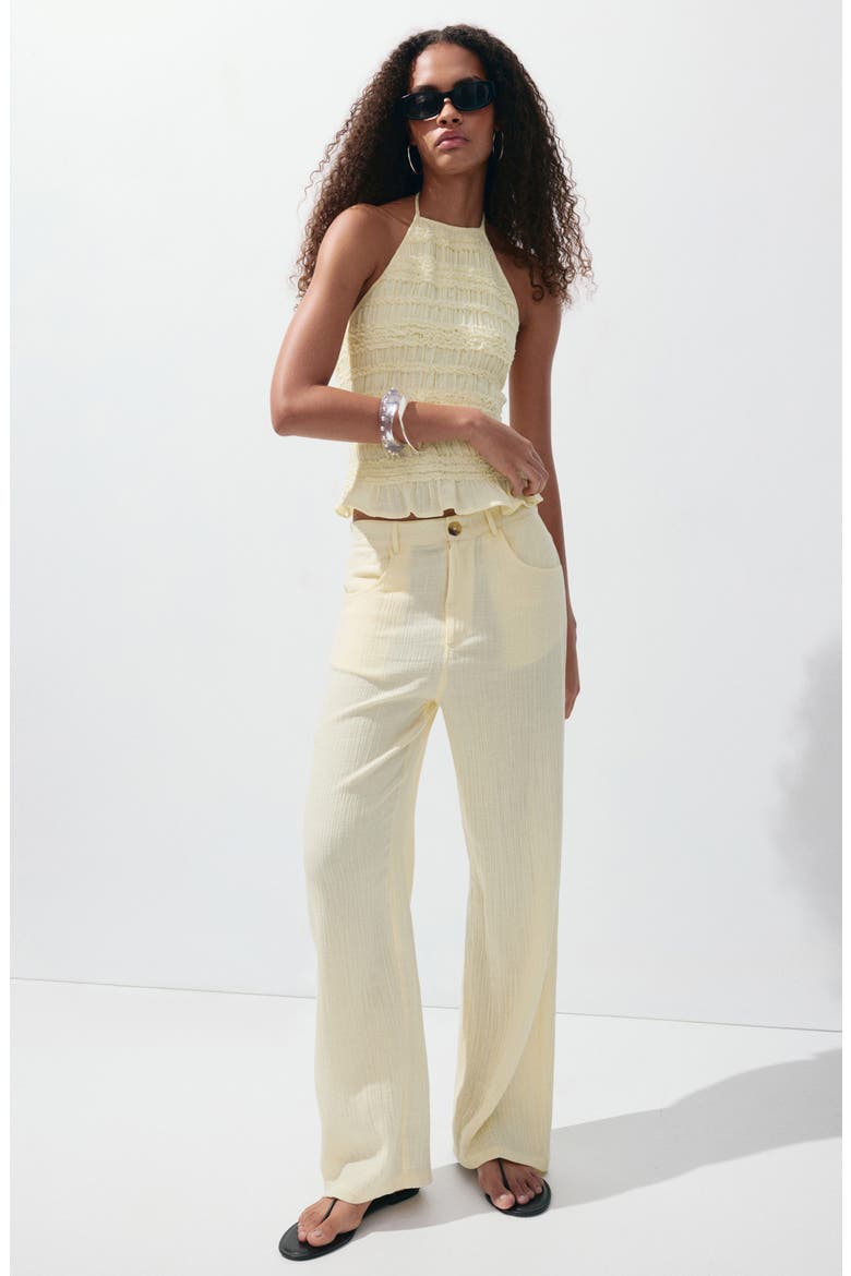 Texture Balloon Pants, Alternate, color, PASTEL YELLOW