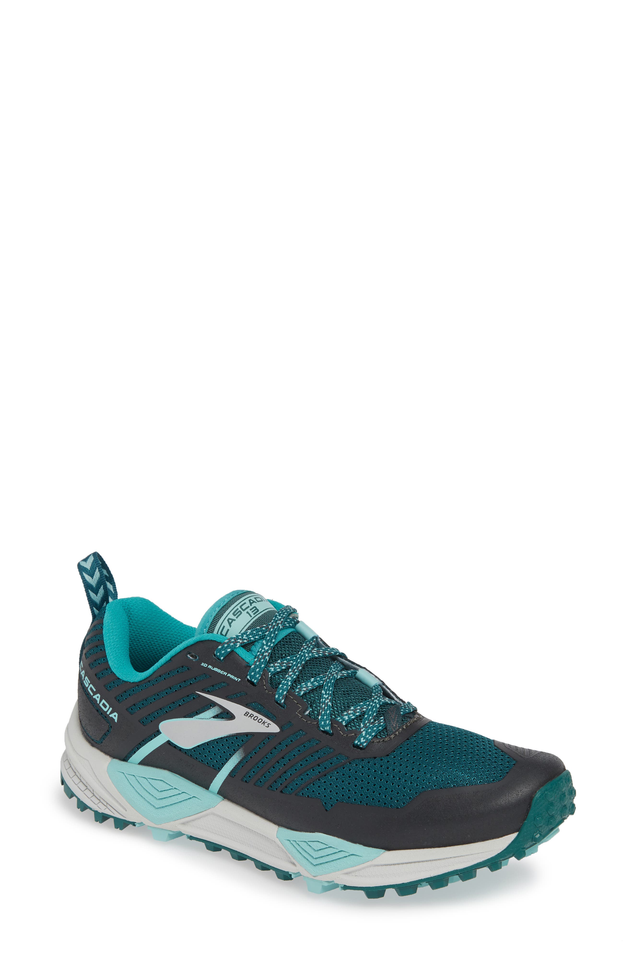 Cascadia 13 Trail Running Shoe, Main, color, TEAL/ AQUA/ GREY