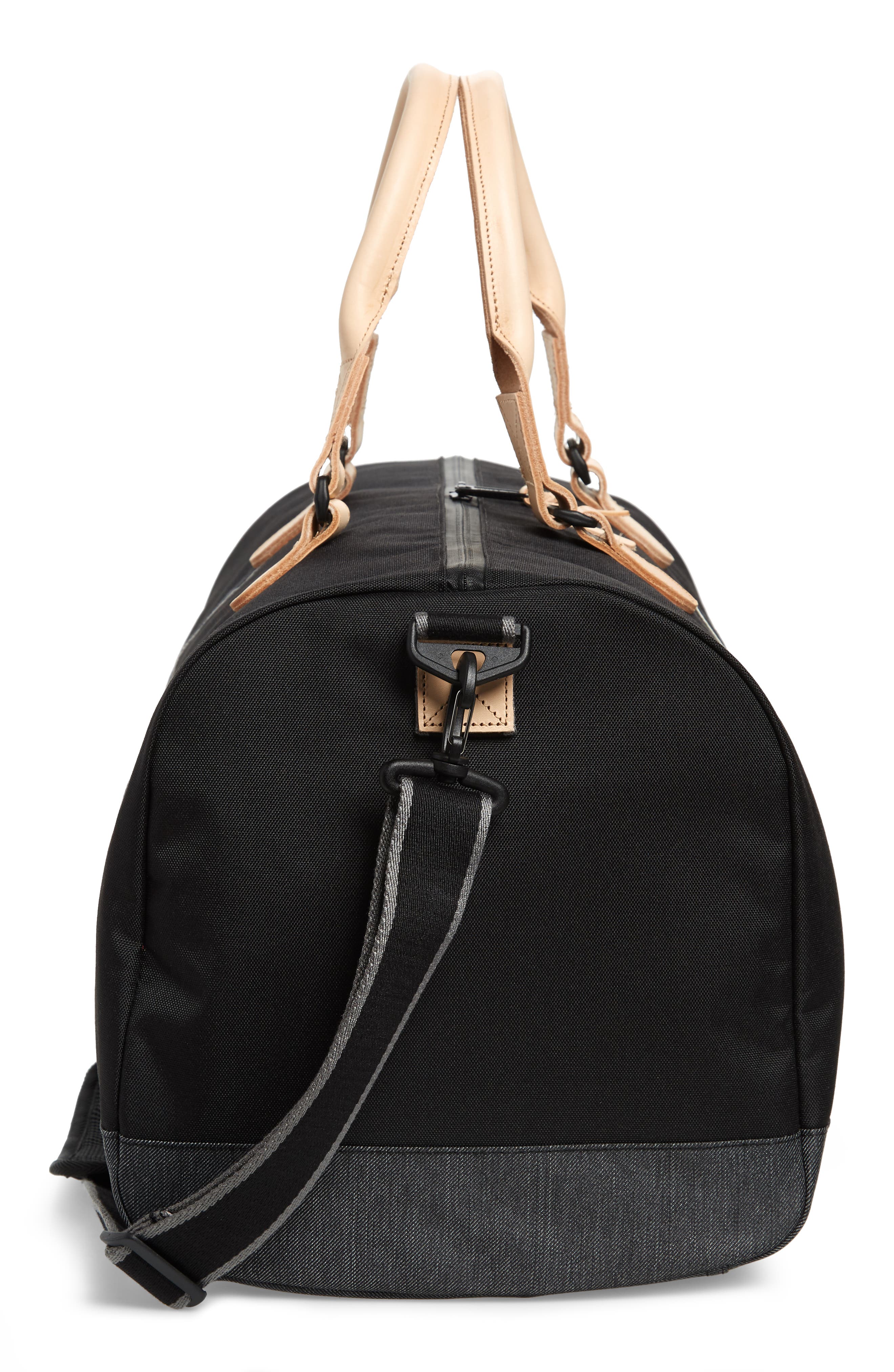 Novel Offset Denim Duffel Bag, Alternate, color, BLACK/ BLACK DENIM
