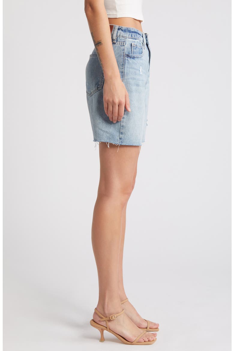 Raw Hem Denim Bermuda Shorts, Alternate, color, LIGHT WASH