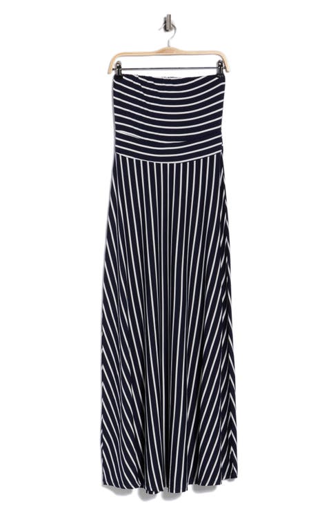EI Striped Strapless Maxi Dress