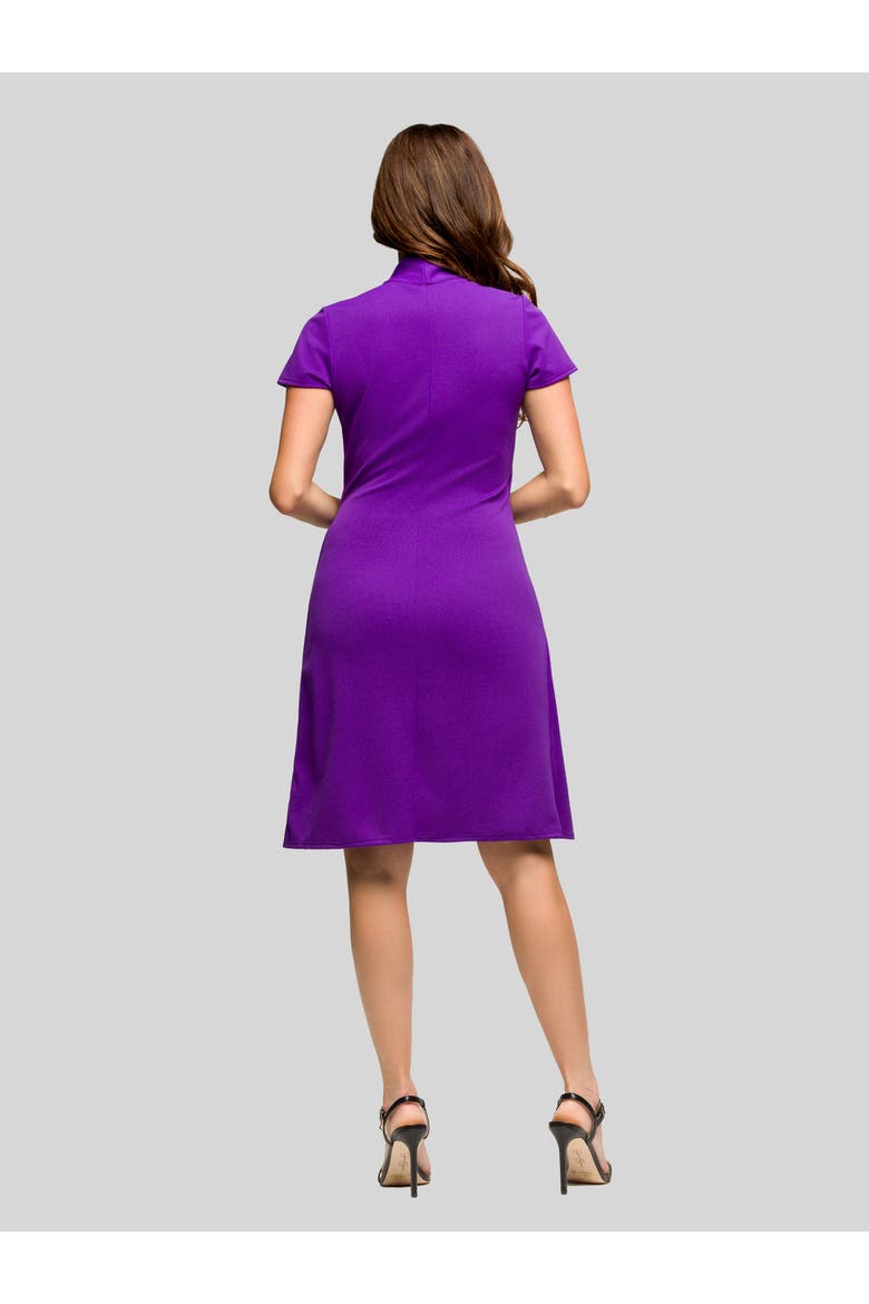 Mandarin Collar Knee Length Wrap Dress, Alternate, color, Purple