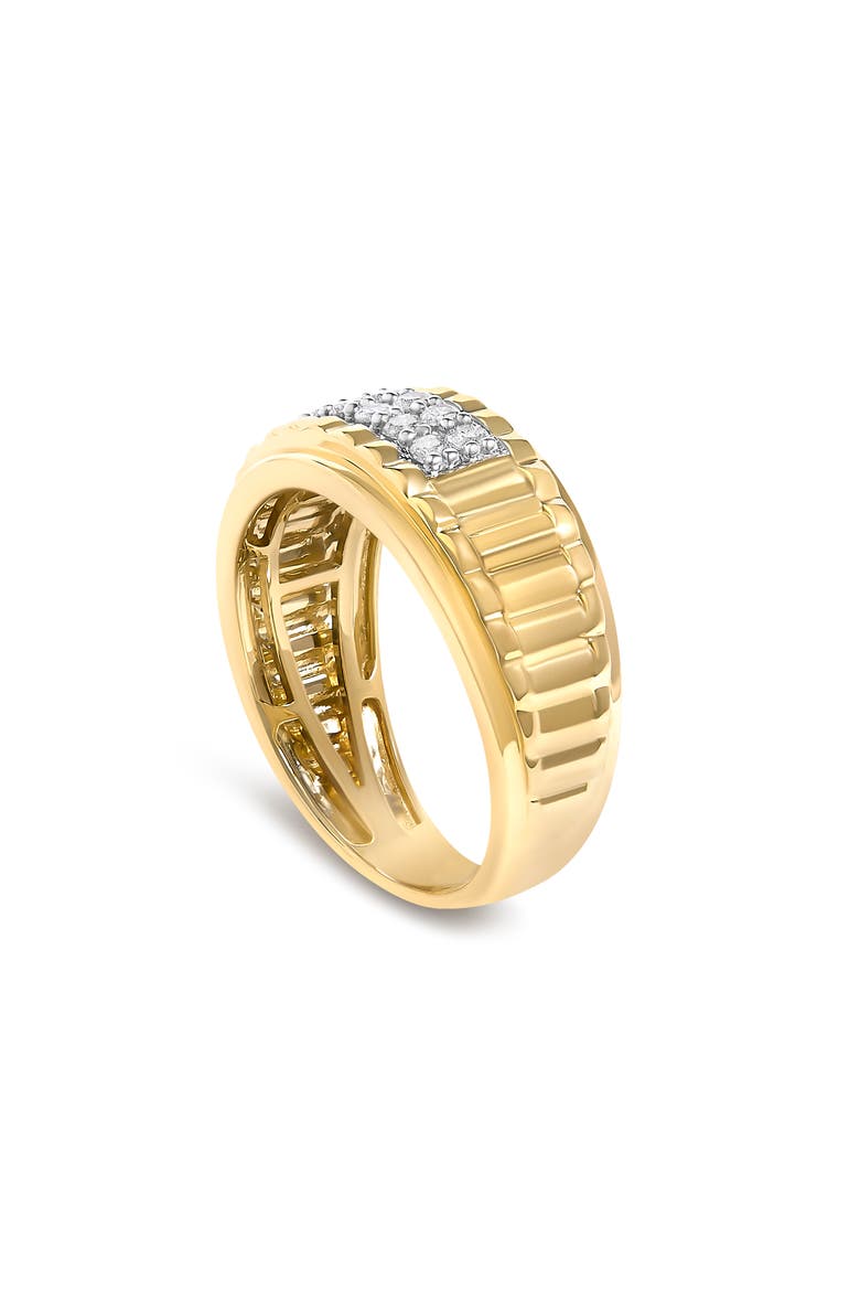 Men's 14K Yellow Gold Plated Sterling Silver 3/8 Cttw Diamond Ribbed Band Ring, Alternate, color, Yellow Gold over Silver