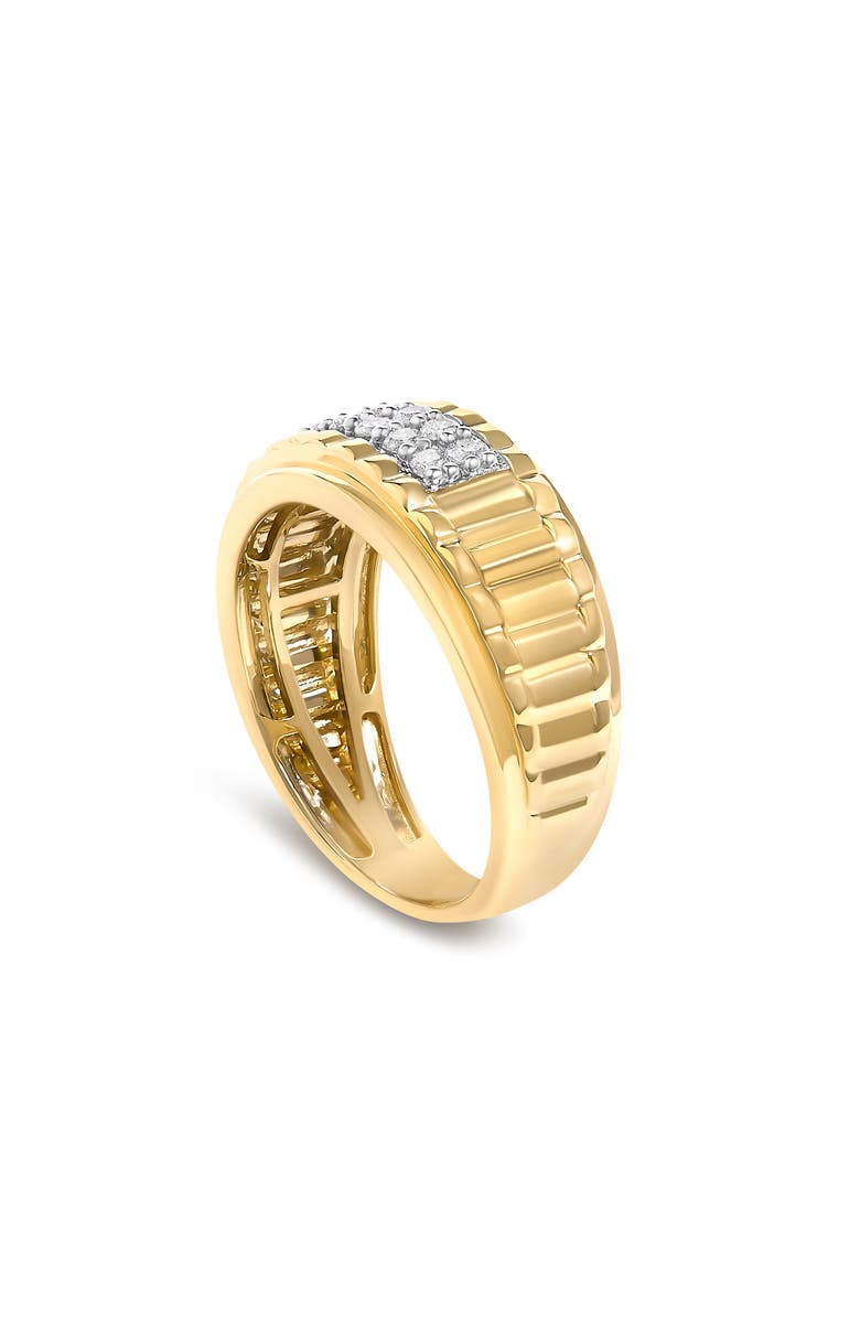 Haus of Brilliance Men's 14K Yellow Gold Plated Sterling Silver 3/8 Cttw Diamond Ribbed Band Ring, Alternate, color, Yellow Gold Over Silver