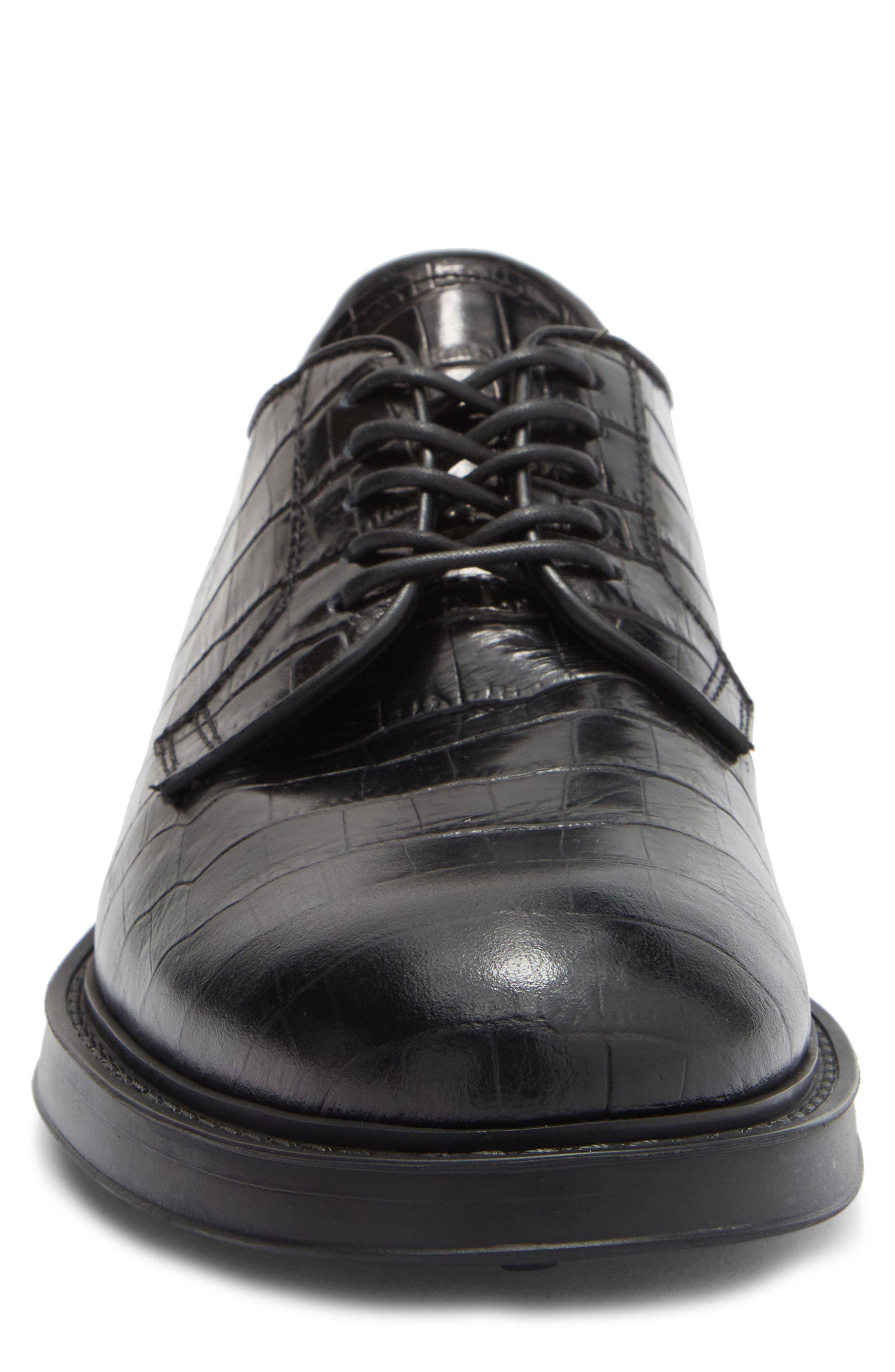 Roberto Cavalli Croc Embossed Plain Toe Derby, Alternate, color, Black Print Cocco