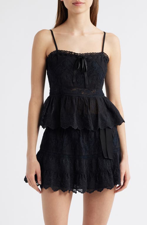 Loveshackfancy Rowina Lace Ruffle Hem Camisole In Black