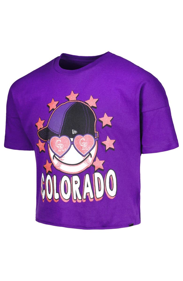 New Era Girls Youth New Era Purple Colorado Rockies Team Half Sleeve T-Shirt, Alternate, color, Purple