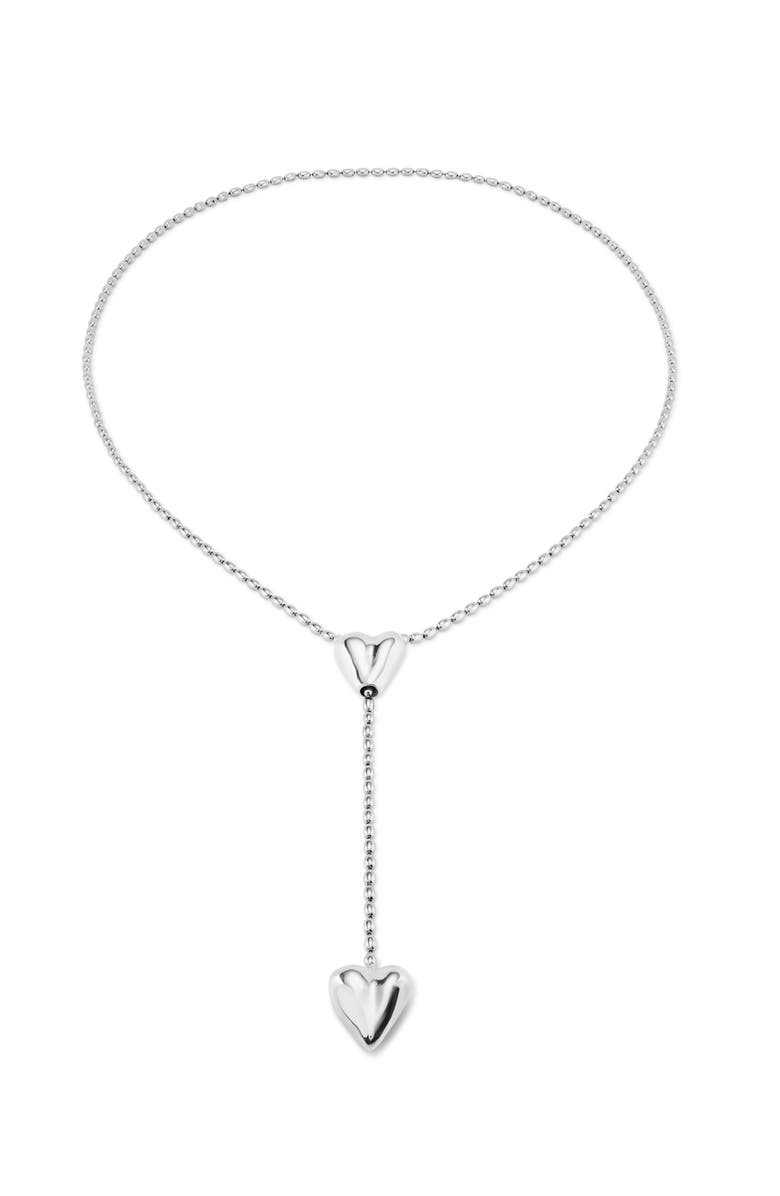 UNODE50 Double Heart Y Necklace, Main, color, Silver