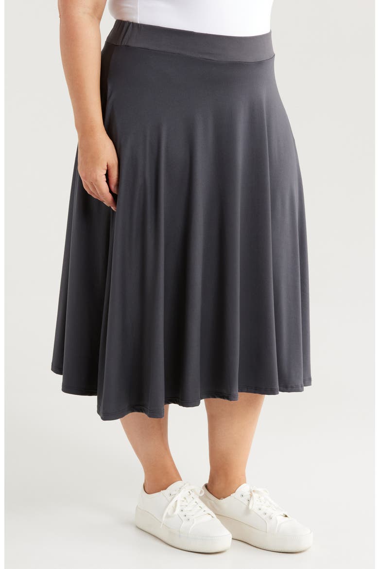 Flowy Jersey Midi Skirt, Alternate, color, GREY