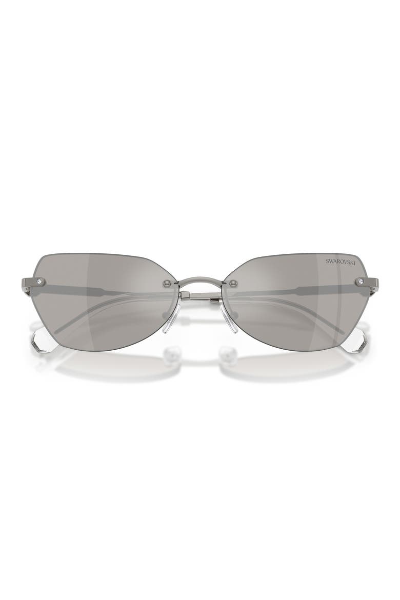 58mm Irregular Sunglasses, Alternate, color, GUNMETAL / GREY MIRROR SILVER