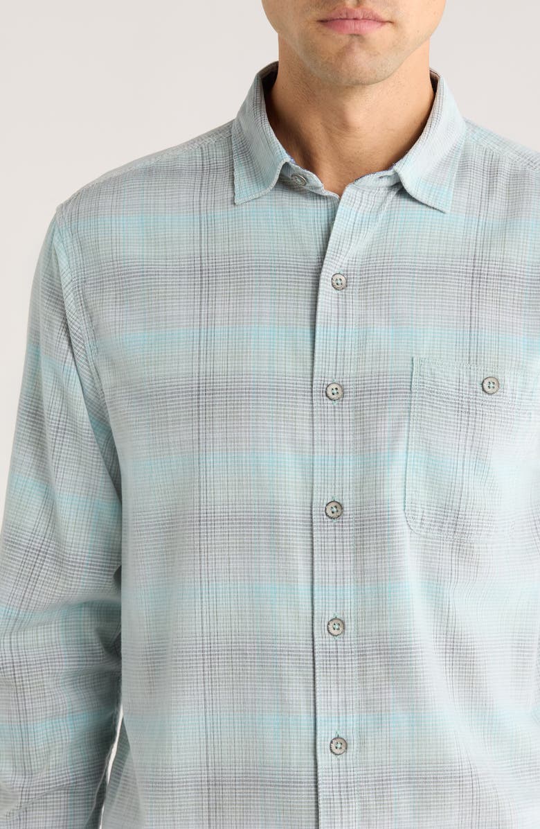 Tommy Bahama Coastline Cord Shoreline Vines Shadow Check Cotton Corduroy Button-Up Shirt, Alternate, color, Baby Fern
