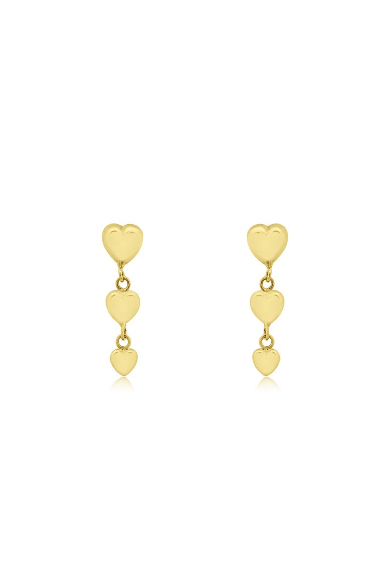 Gold Heart Dangle Screw Back Earrings, Alternate, color, Gold
