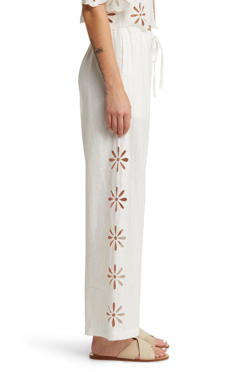 Rails Emmie Eyelet Drawstring Wide Leg Linen Pants, Alternate, color, White Eyelet