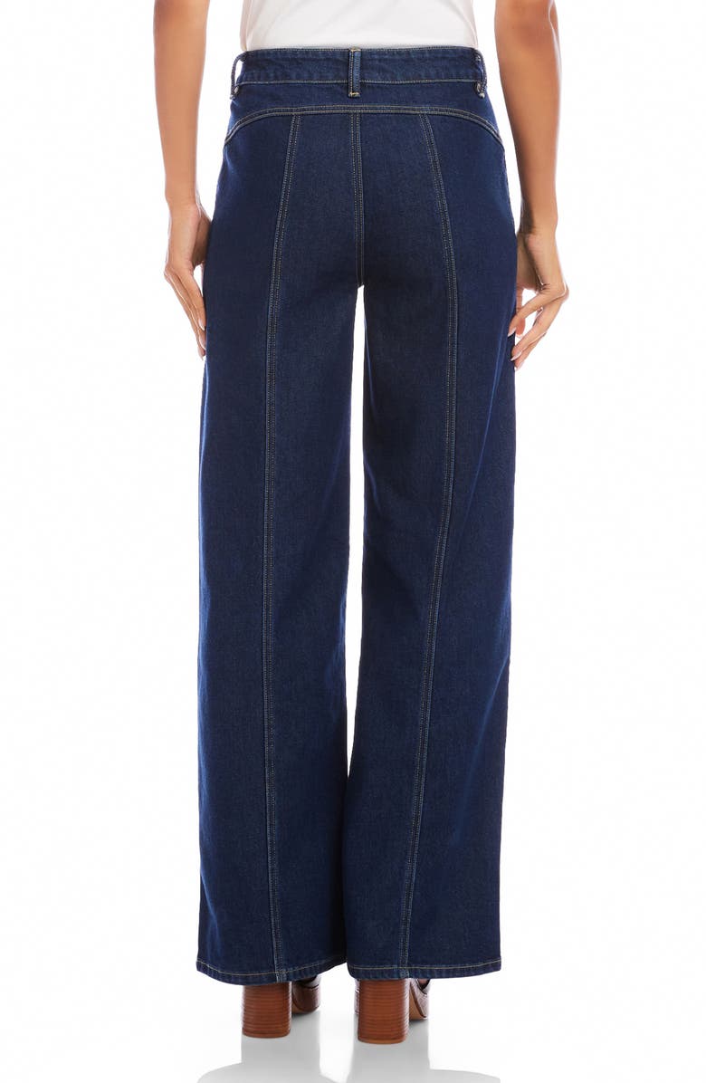 Karen Kane Seam Detail High Waist Wide Leg Trouser Jeans, Alternate, color, Indigo