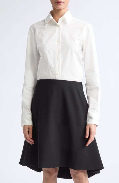 Cutout Back Long Sleeve Cotton Shirt