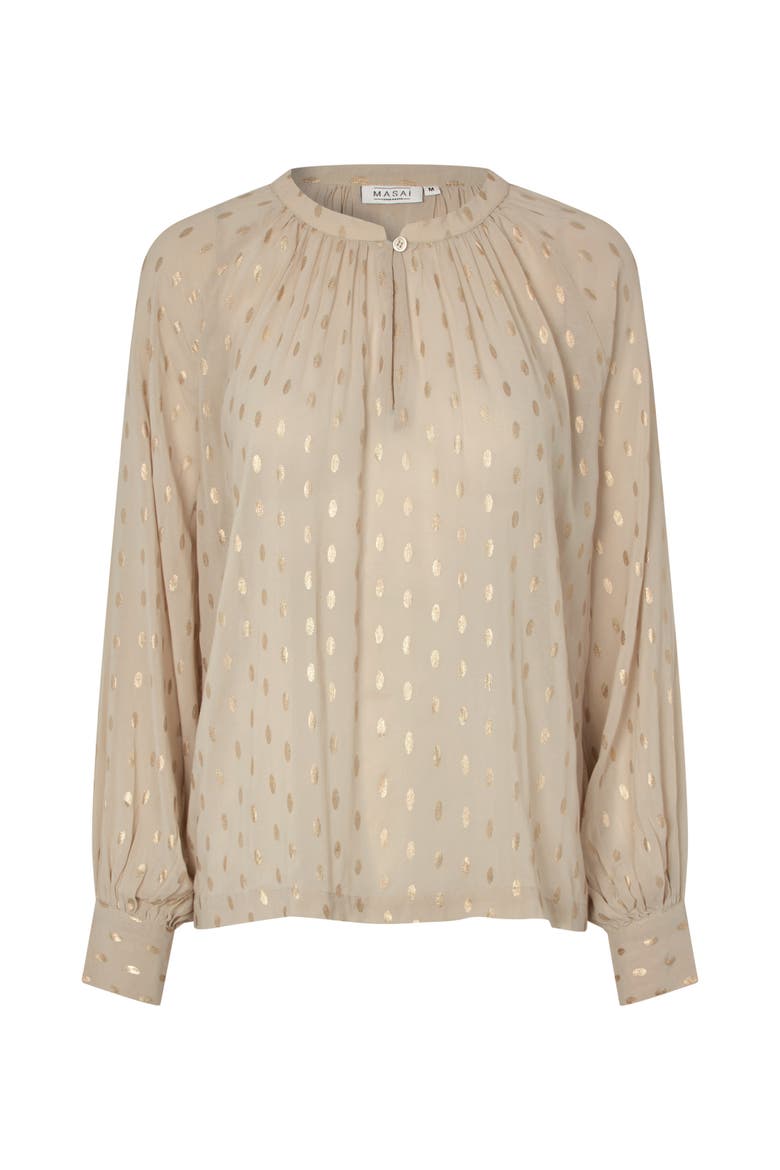 MaDornessa Long Sleeve Round Neck Blouse, Alternate, color, Oxford Tan