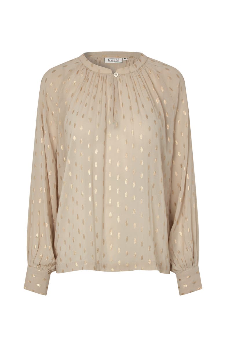 Masai Copenhagen MaDornessa Long Sleeve Round Neck Blouse, Alternate, color, Oxford Tan