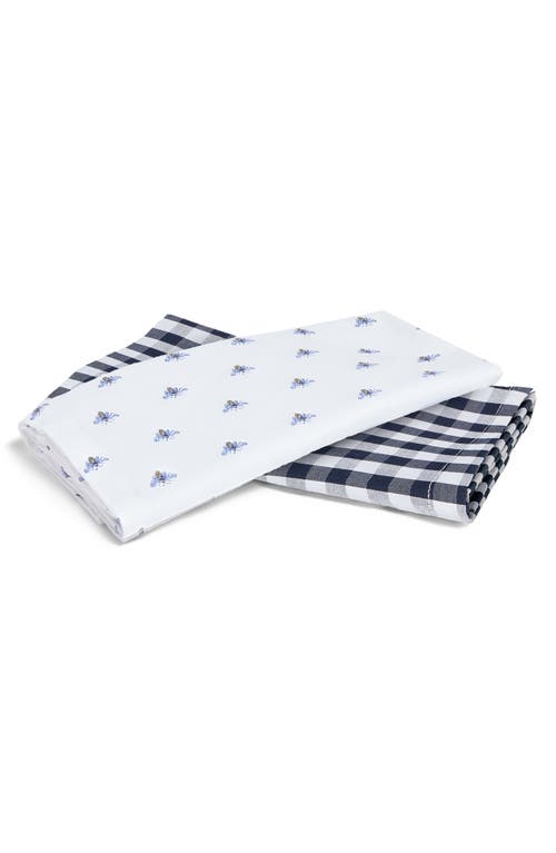 Petite Plume Set Of 2 Cotton Kitchel Towels In Navy