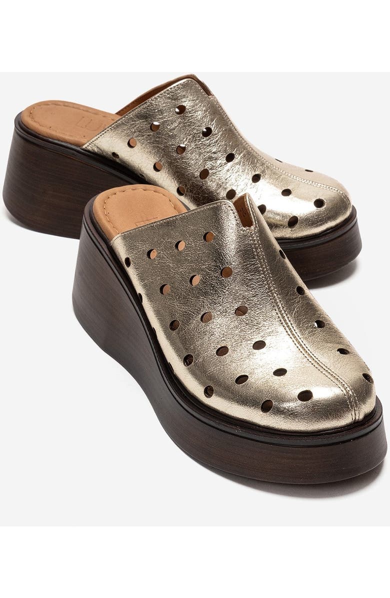 Forever & Always Shoes Nives Leather Wedge Sandal, Main, color, Gold