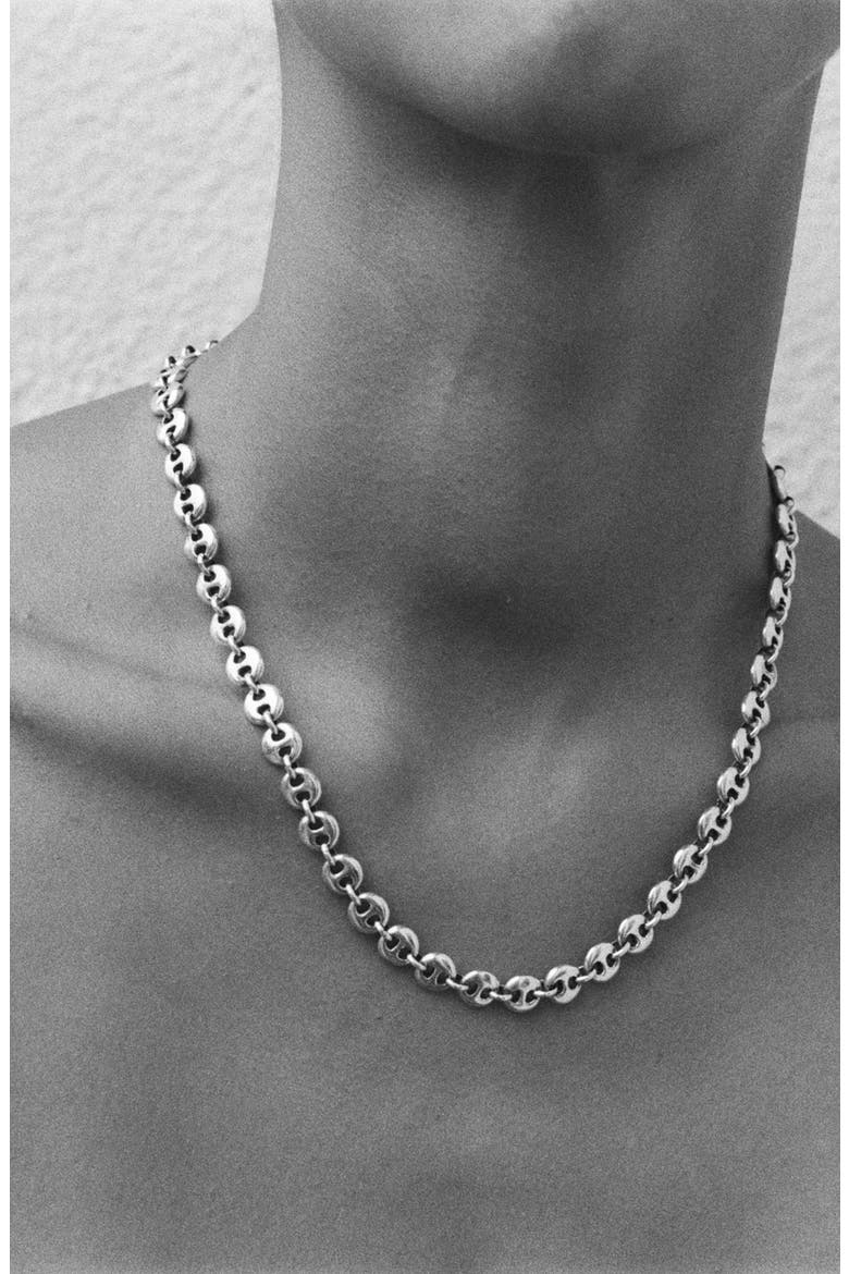 Small Circle Link Necklace, Alternate, color, STERLING SILVER
