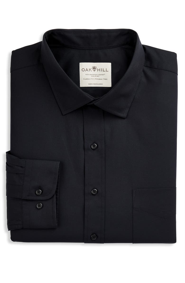 Oak Hill by DXL Broadcloth Dress Shirt, Main, color, Black