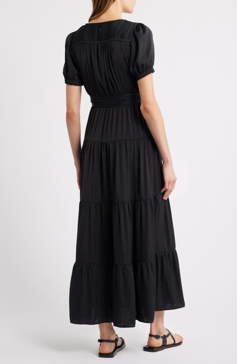 Lucky Brand Crinkle Satin Maxi Dress, Alternate, color, 001 Black
