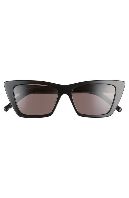 Saint Laurent 53mm Cat Eye Sunglasses In Bilayer Black/white/grey