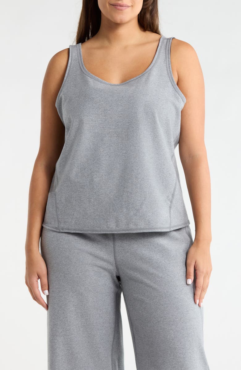 Lysse Reversible Essential Stretch Cotton Tank, Alternate, color, True Navy/ Grey Melange