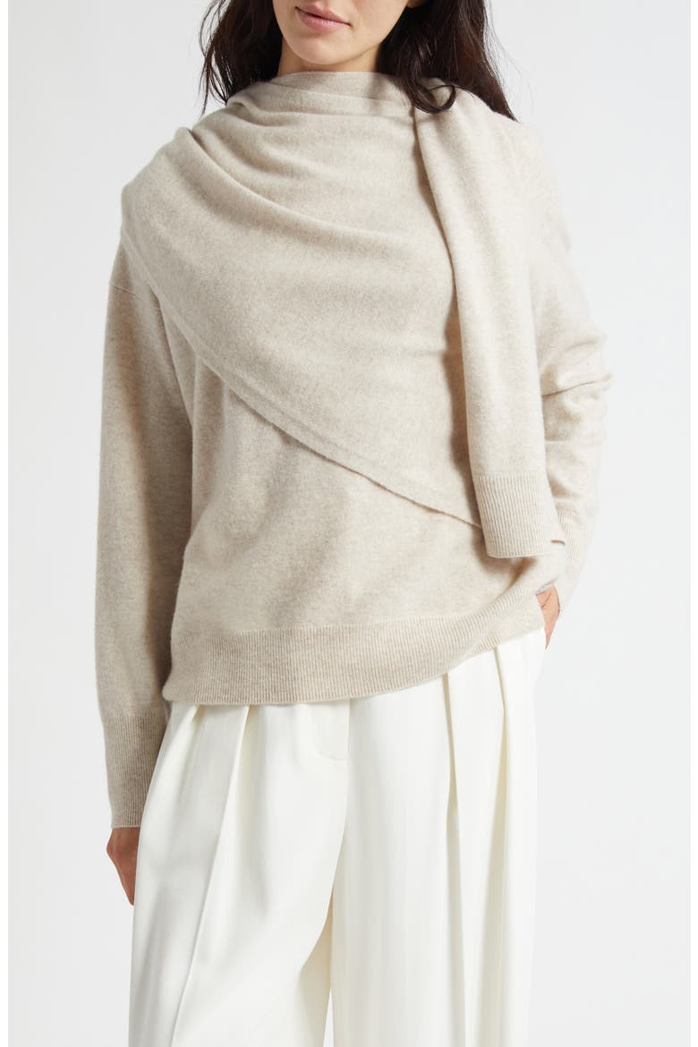 Drape Neck Wool & Cashmere Sweater, Main, color, HEATHER DOVE OAT