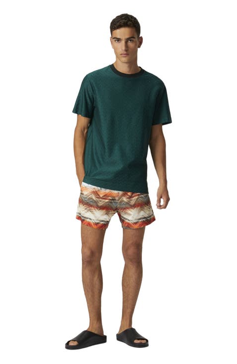 Swim Shorts With Macro Zig Zag Dégradé Print