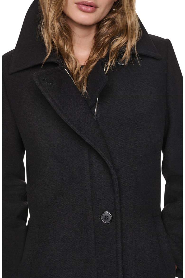 Faux Fur Collar Wool Blend Coat, Alternate, color, BLACK