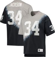 Mitchell & Ness Men's Mitchell & Ness Bo Jackson Black/Silver Las Vegas Raiders Retired Player Name & Number Diagonal Tie-Dye V-Neck T-Shirt