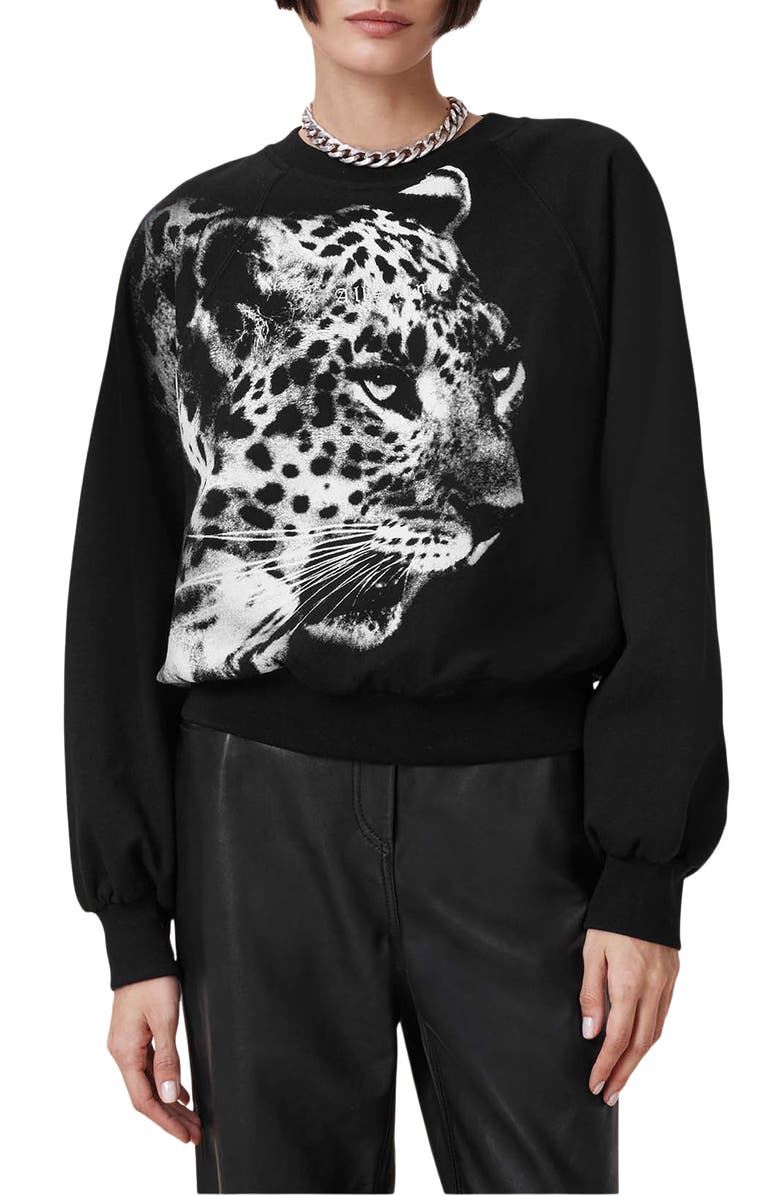 AllSaints Kiara Cygnet Cutout Graphic Sweatshirt, Main, color,