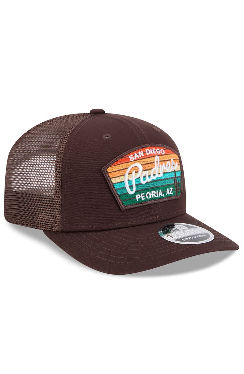 New Era Men's New Era  Brown San Diego Padres 2025 Spring Training 9SEVENTY Stretch-Snap Trucker Hat, Alternate, color, 