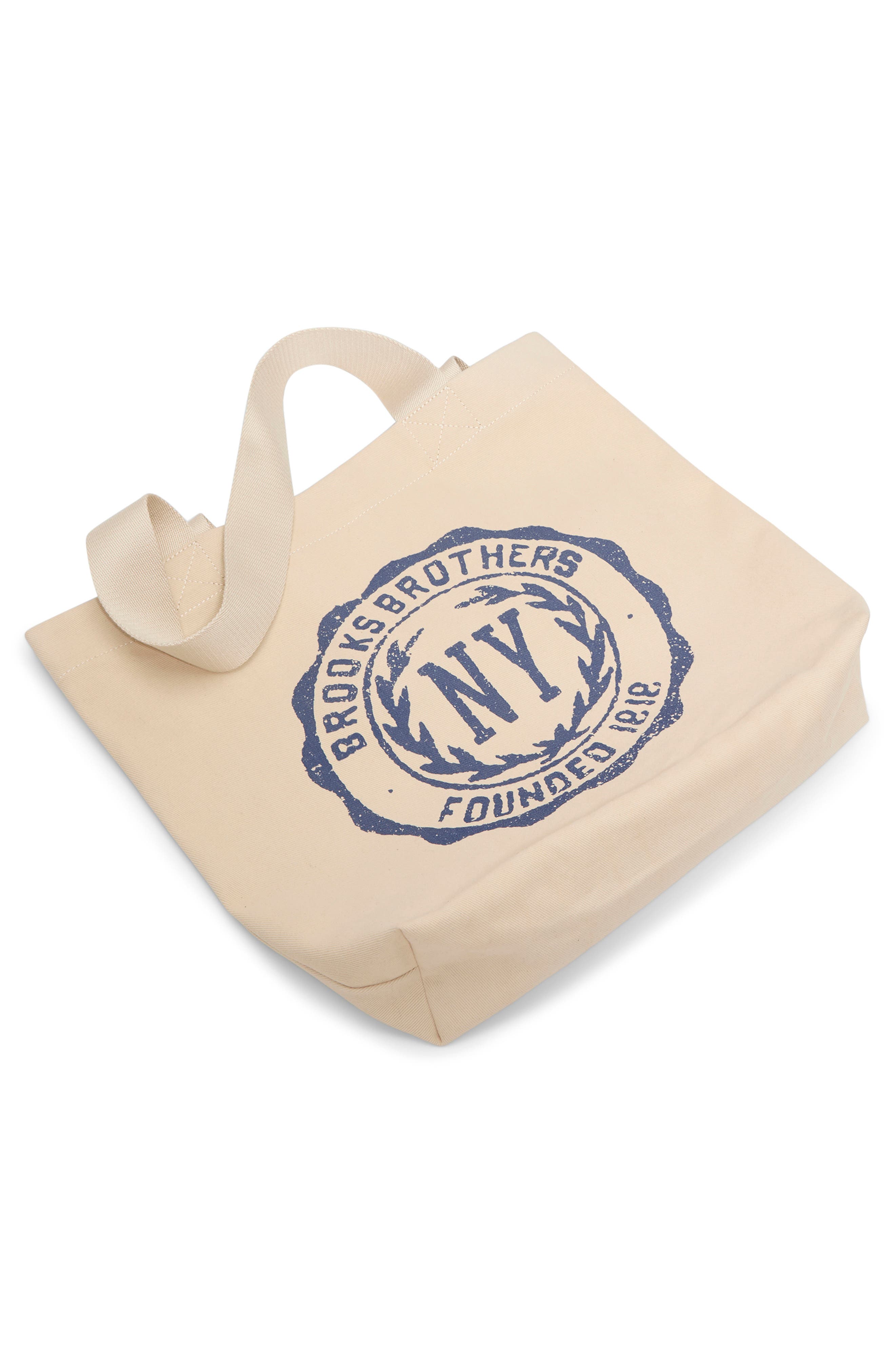 Brooks Brothers Tribeca Cotton Canvas Tote Bag, Alternate, color, Natural