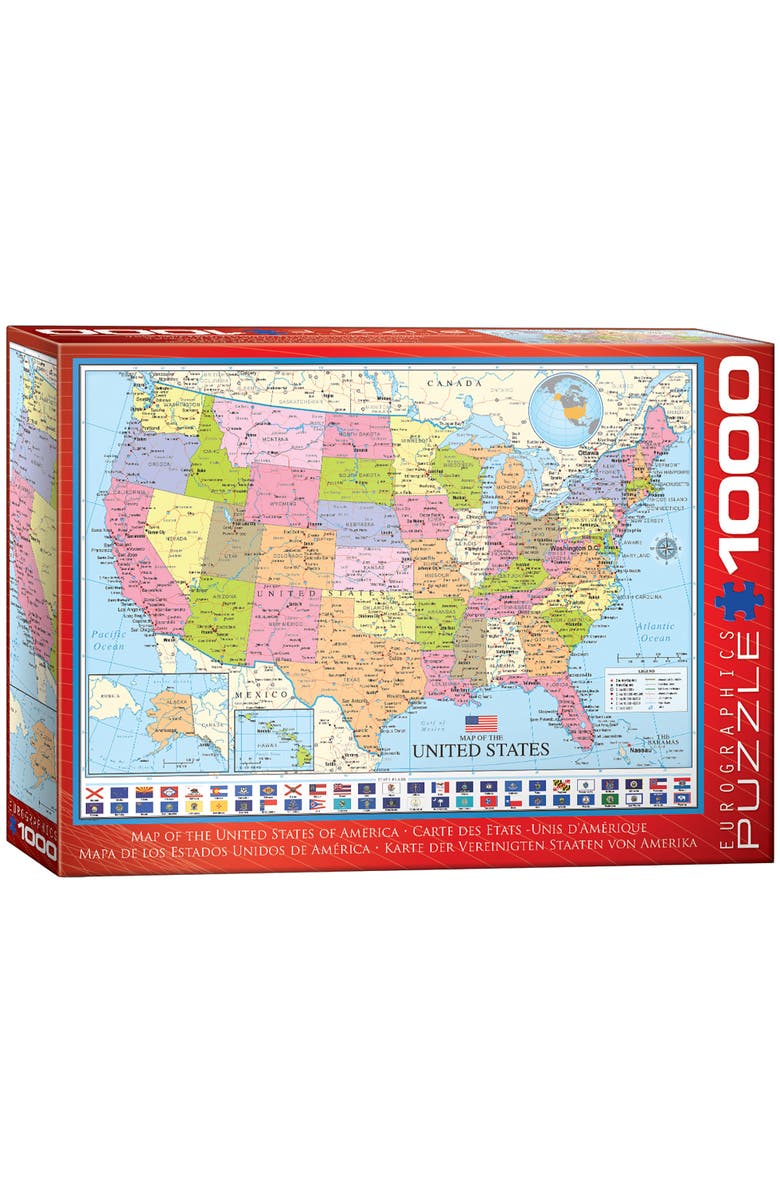 Eurographics Map of The United States Puzzle, 1000 Pieces, Main, color, Multicolored