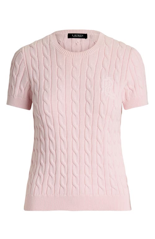 RALPH LAUREN LAUREN RALPH LAUREN CABLE STITCH SHORT SLEEVE COTTON SWEATER 