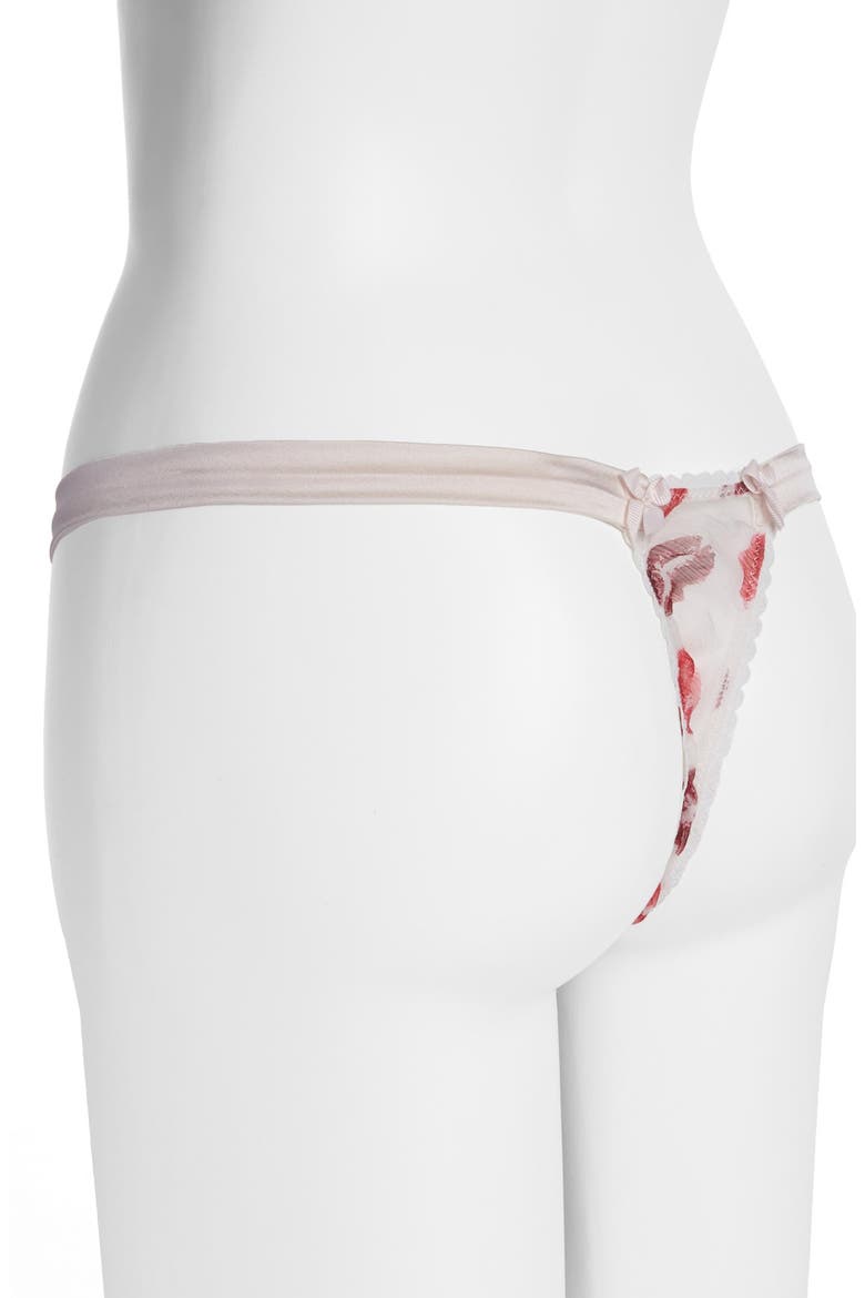 Lip Print Hipster Thong, Alternate, color, WHITE SILK/ RED LIP