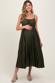 PinkBlush Pleated Sash Tie Midi Dress