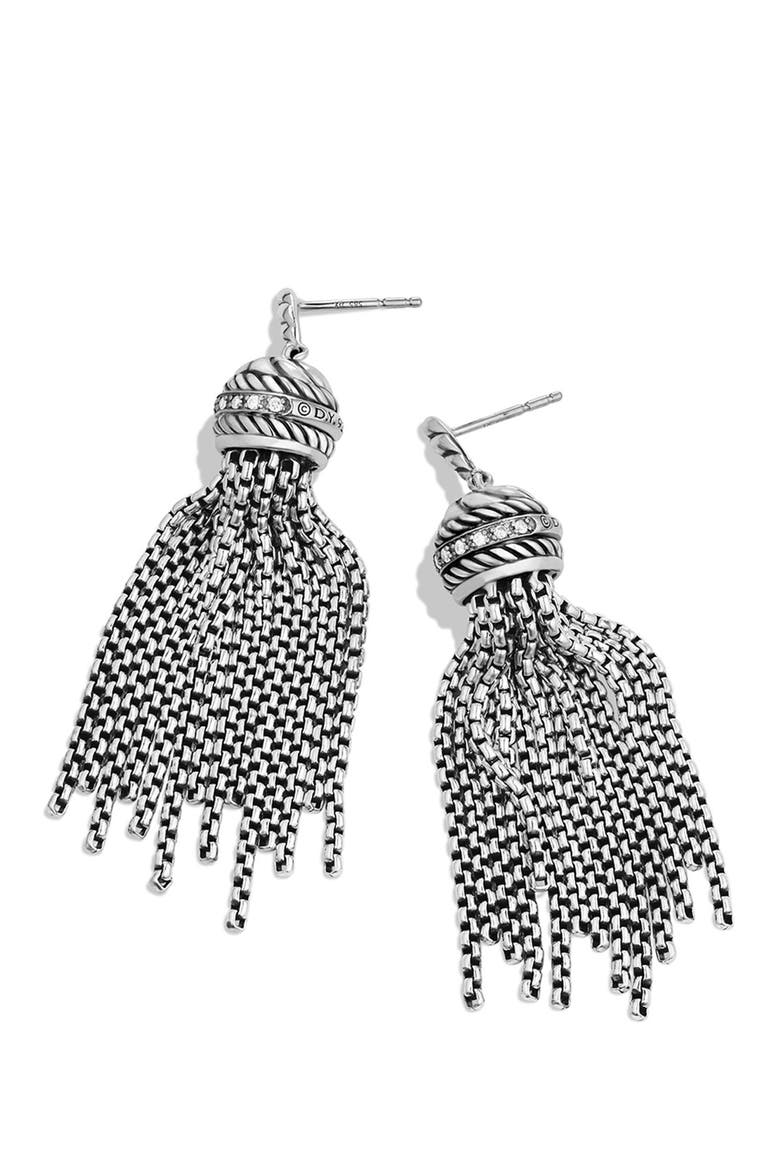 'Chain' Tassel Earrings with Diamonds, Alternate, color, DIAMOND