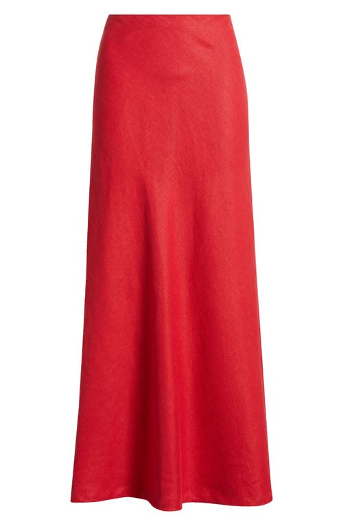 Shop Faithfull The Brand Elise Bias Cut Linen Maxi Skirt In Red