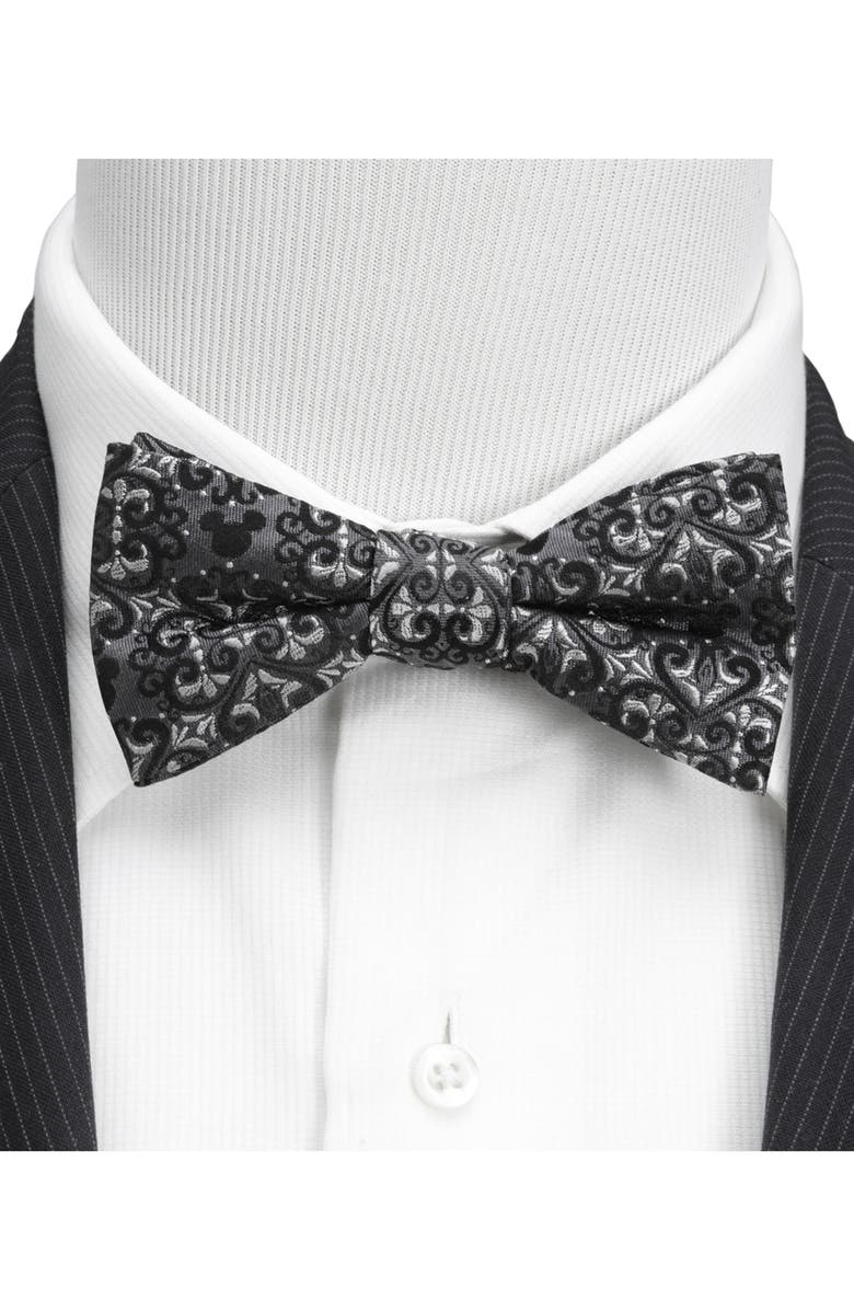 Cufflinks, Inc. x Disney Mickey Mouse Damask Tile Silk Bow Tie, Alternate, color, Gray