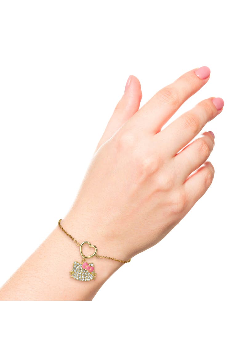 Pave Heart Charm Bracelet, Alternate, color, Gold
