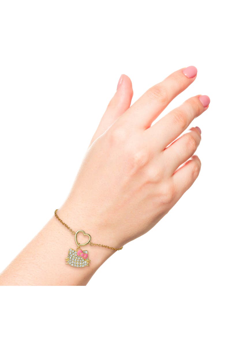 Hello Kitty Pave Heart Charm Bracelet, Alternate, color, Gold