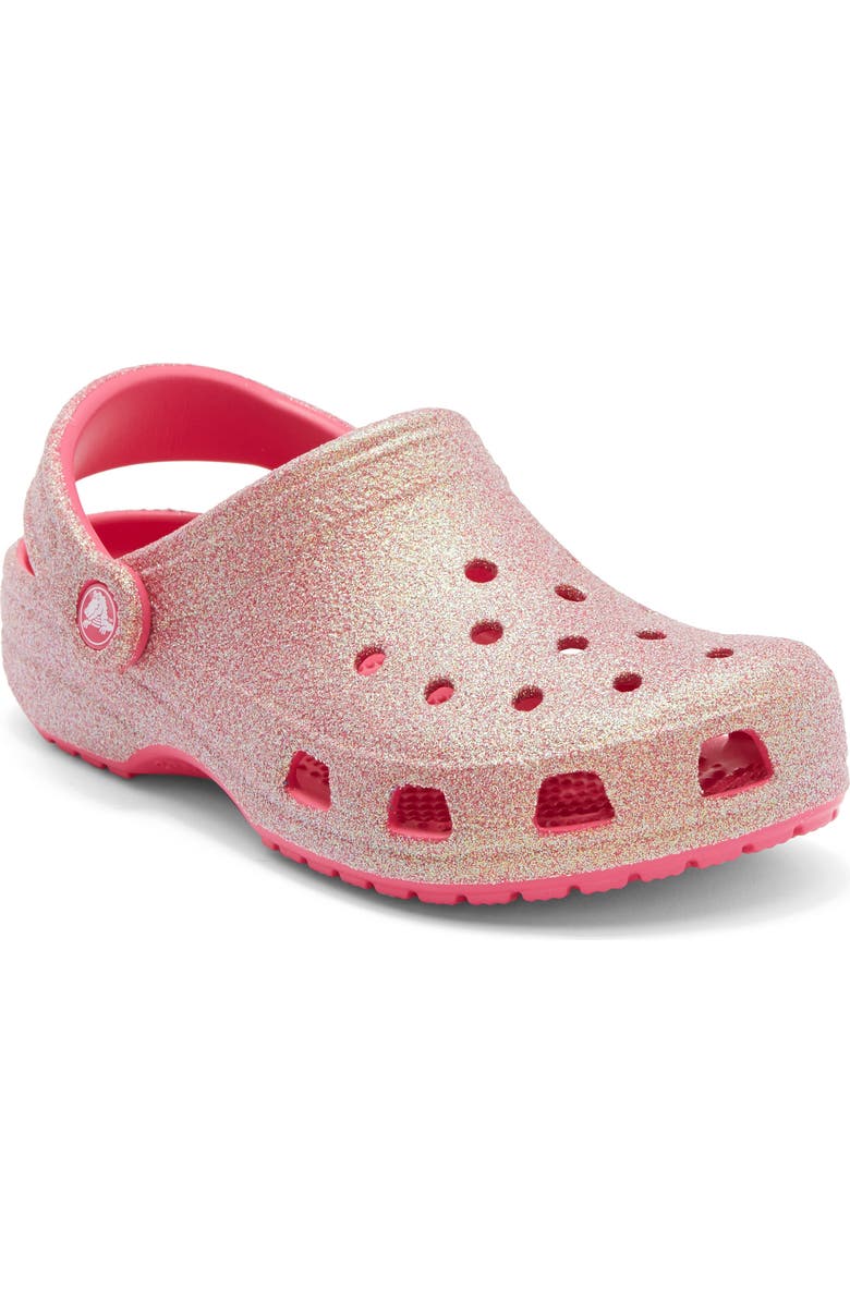 CROCS Kids' Classic Iridescent Glitter Clog, Main, color, Dragon Fruit