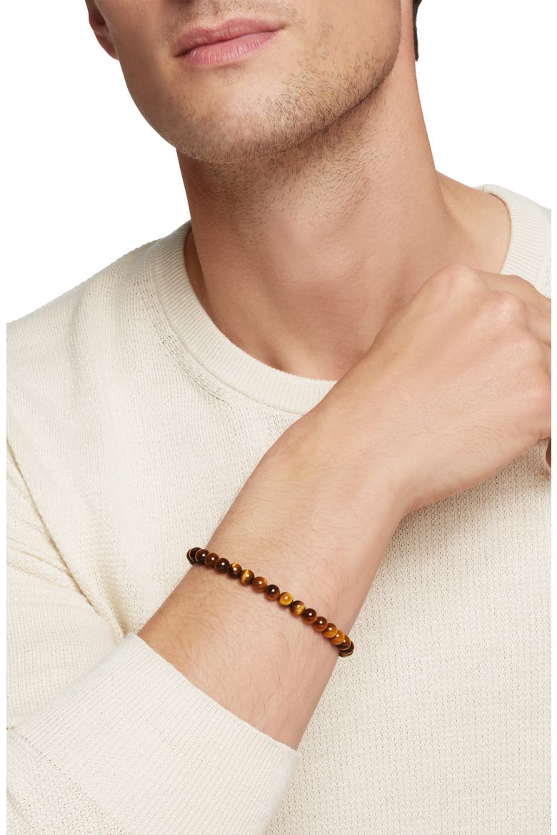 Men's Spiritual Beads Bracelet in Sterling Silver with Tiger's Eye, 6mm, Alternate, color, TIGER EYE