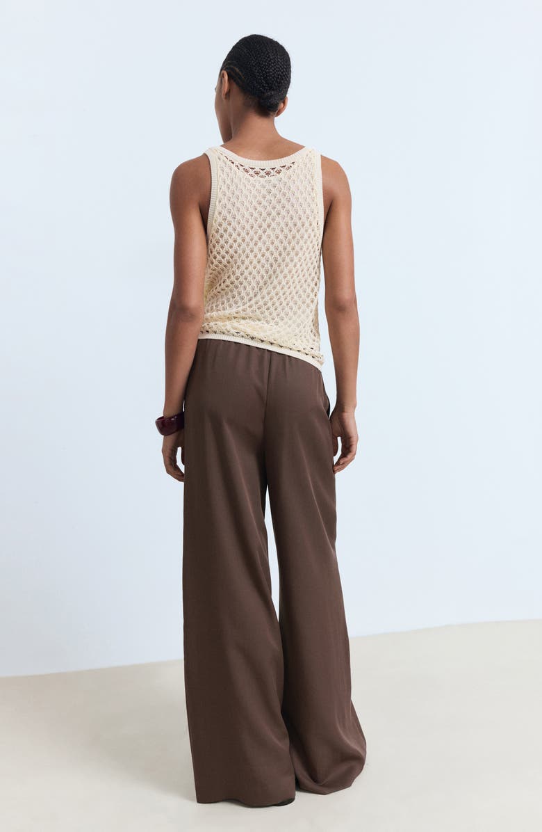 MANGO Drawstring Wide Leg Pants, Alternate, color, Chocolate