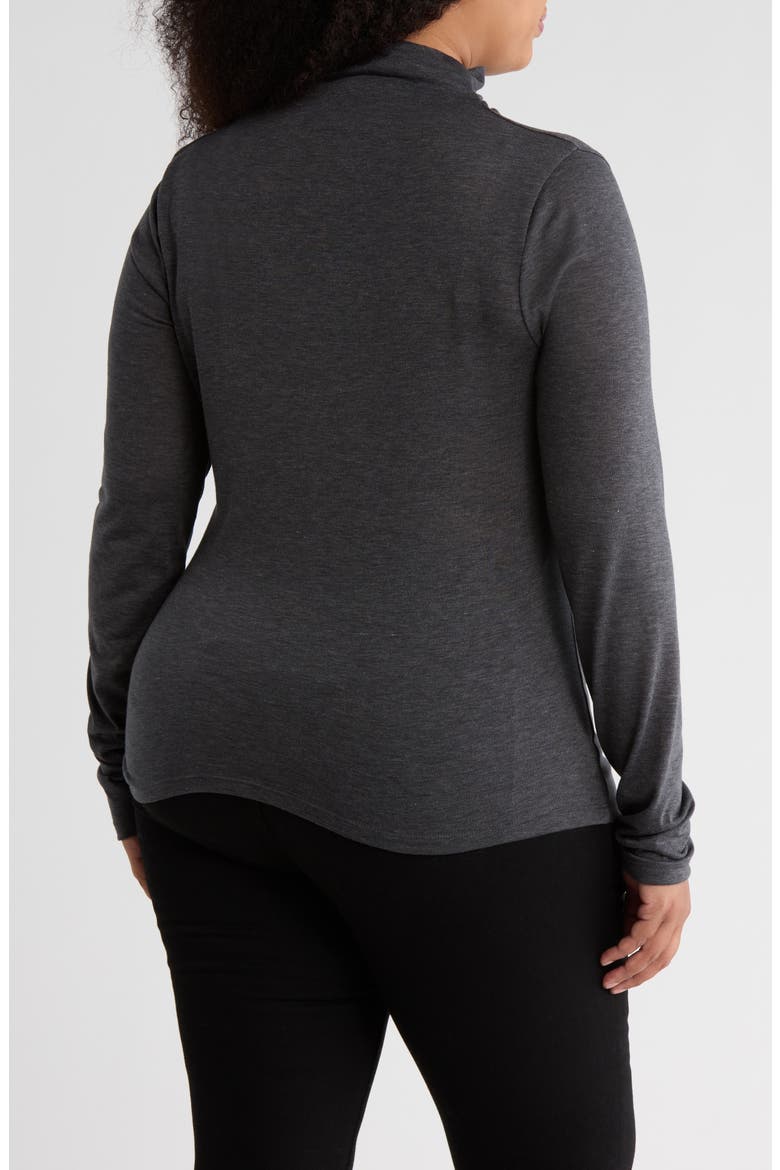 Mock Neck Ruched Knit Top, Alternate, color, CHARCOAL