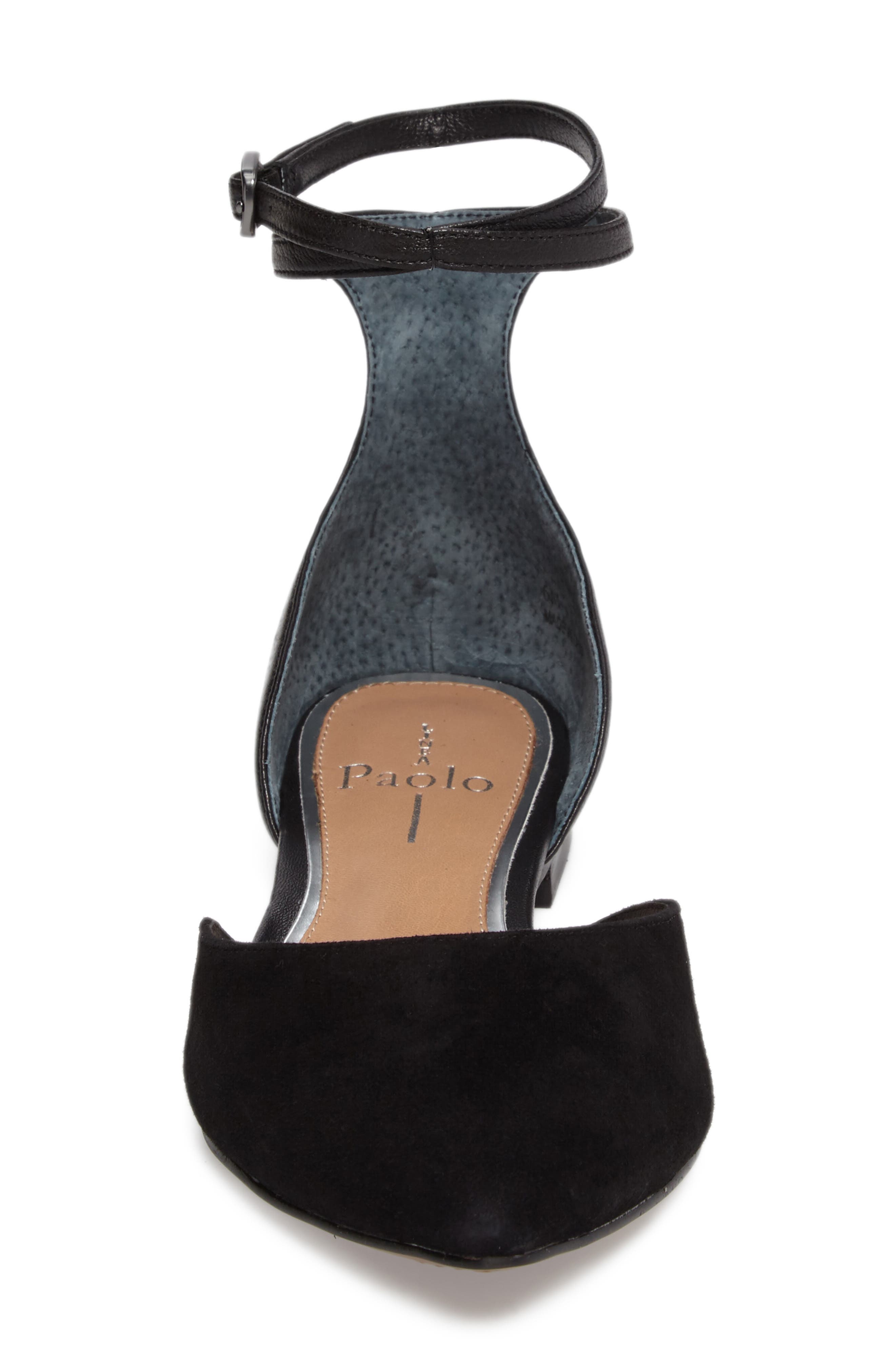 Dario Ankle Strap Flat, Alternate, color, BLACK SUEDE